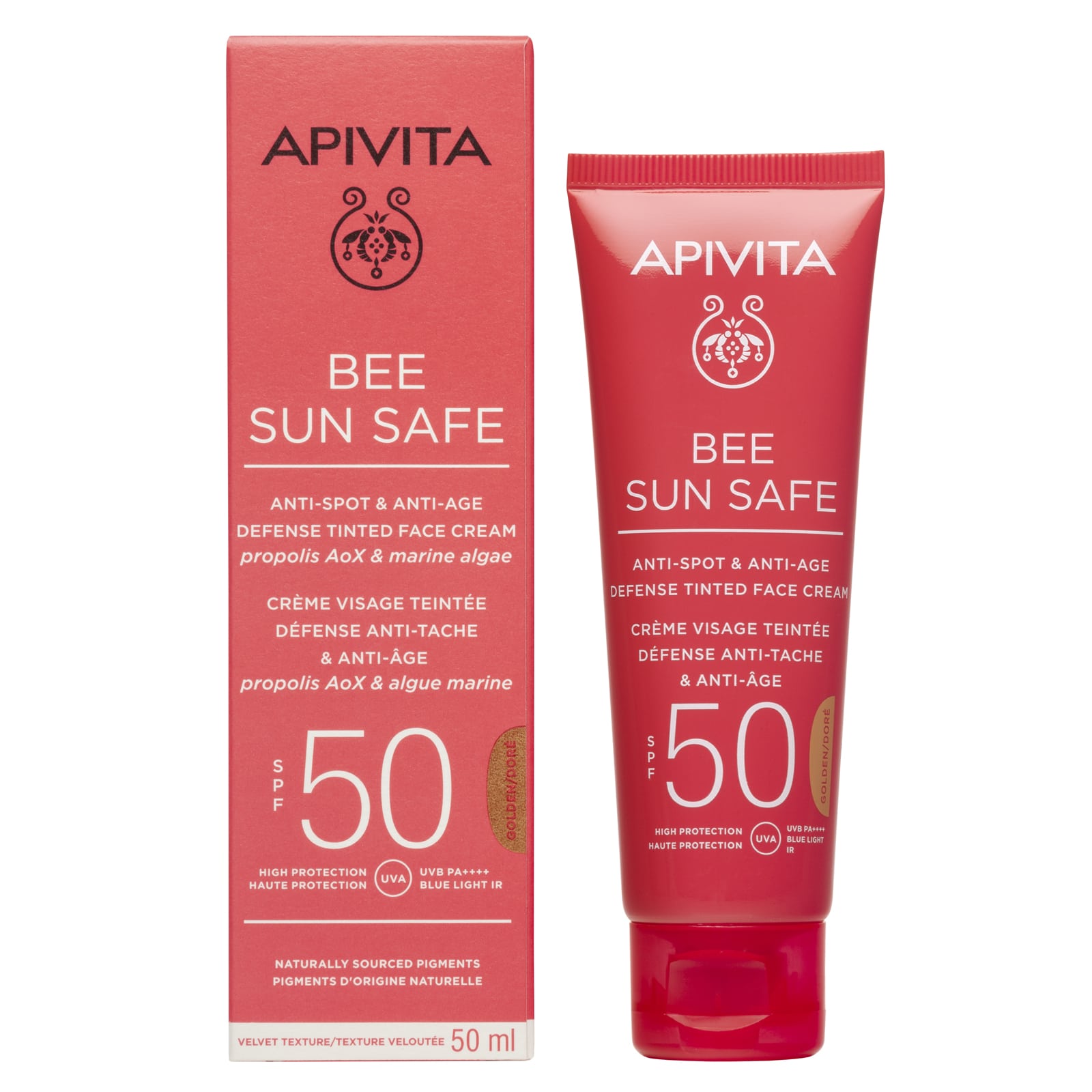 APIVITA - BEE SUN SAFE Κρέμα Προσώπου κατά των πανάδων & των ρυτίδων με χρώμα SPF50 (golden) - 50ml